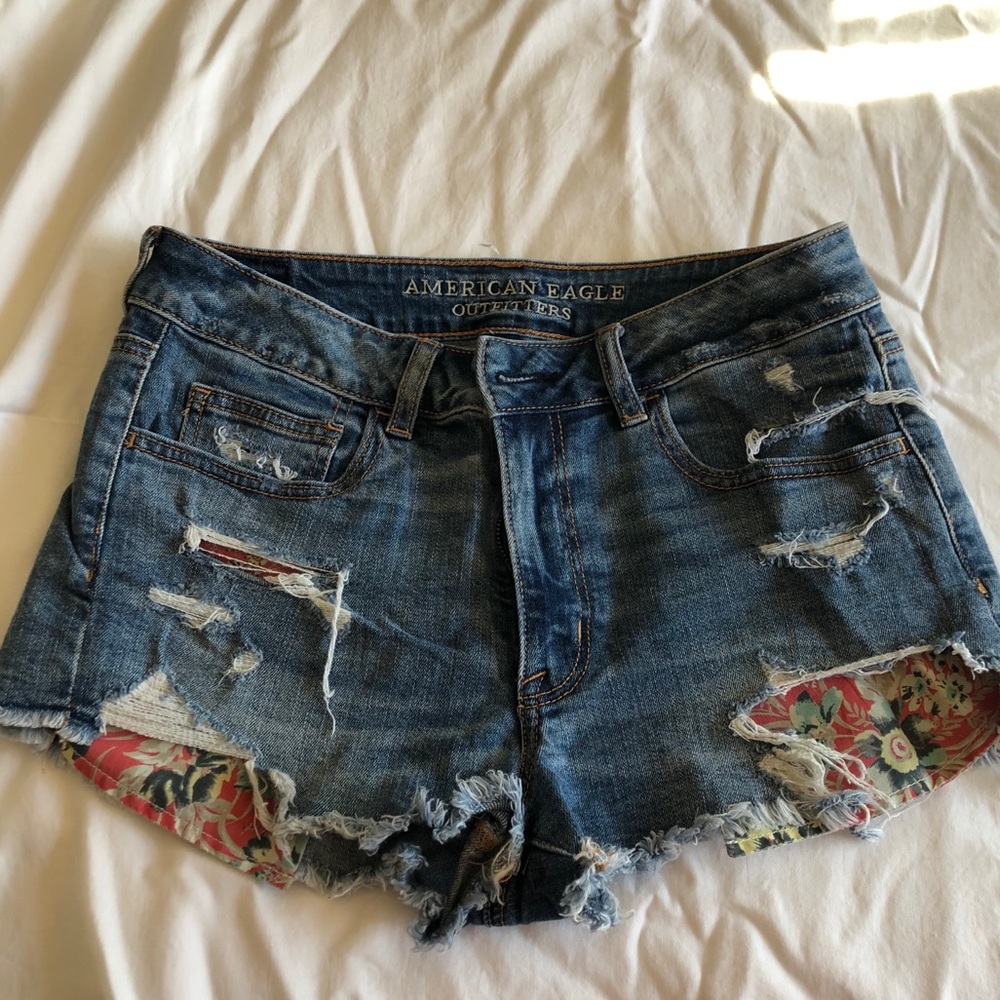 American Eagle Hi Rise Shortie Jean shorts